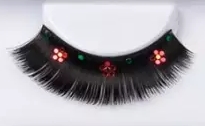 000595 Wimpern Schwarz mit roten Blumen